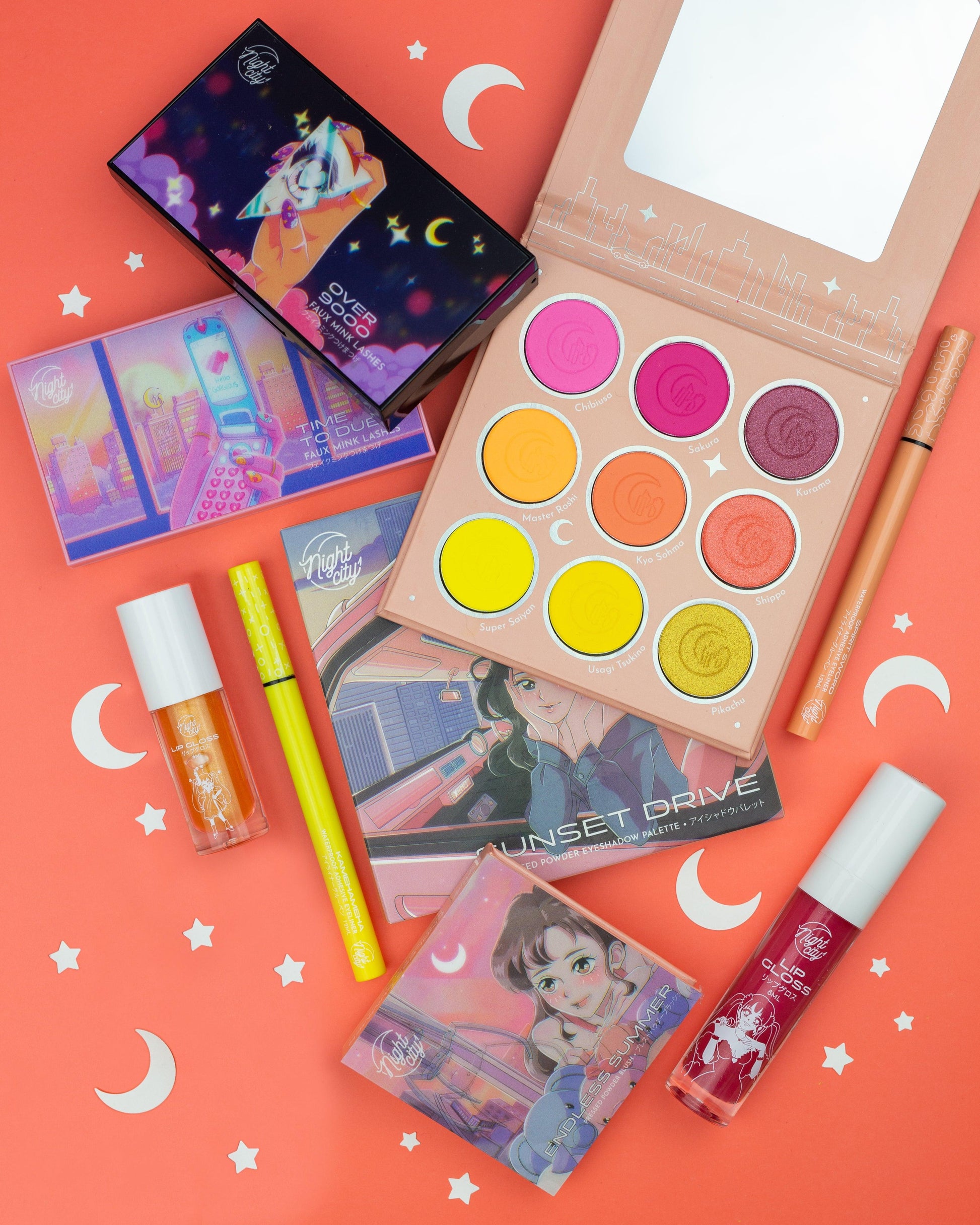 90s anime aesthetic summer makeup anime makeup yellow sunset orange pink cute kawaii lip gloss lashes vegan cruelty free blush eyeshadow (7209946906824)